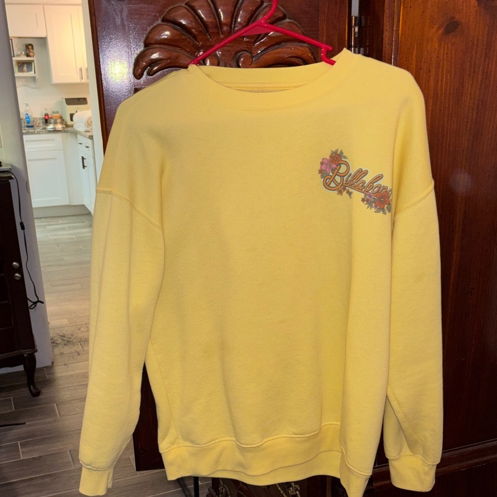 Billabong Yellow Sweatshirt with Floral Logo